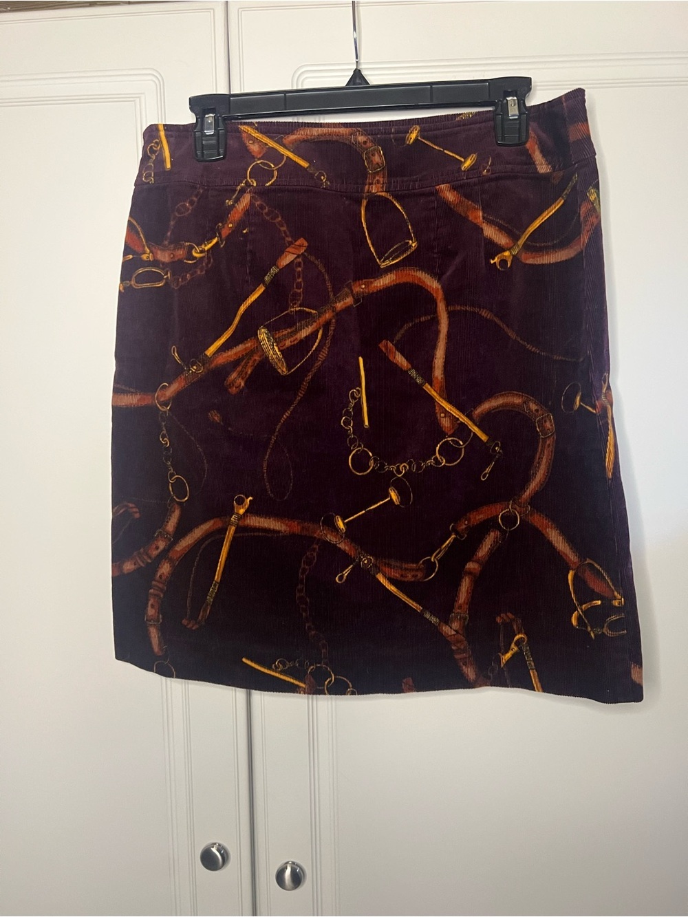 Talbots Equestrian Print Corduroy Skirt - Picture 9 of 15